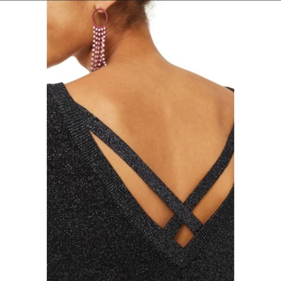TOPSHOP Cross Back Longline Metallic Sweater - Picture 3 of 6